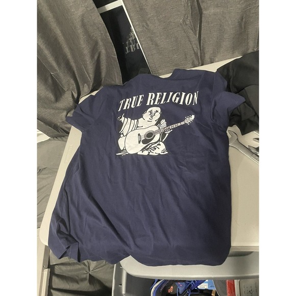 NWT Men's TRUE RELIGION BUDDHA Tee LOGO Ace Blue T Shirt Large(FREE SHIPPING) - Picture 2 of 4